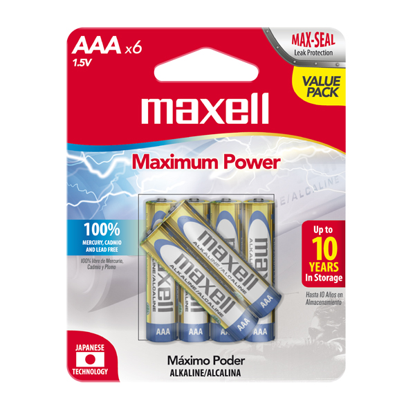 Maxell LR03 4+2PK Batería Alcalina AAA (Total 144 Baterías)
