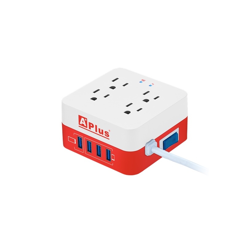 APlus PlusExtend 8-10A-12M Protección de Sobretensión 10AMP 900J, 4 Salidas con 4 USB Carga Inteligente, Cable de 1.2M