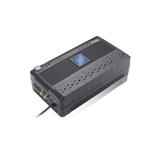 [PLUS 3L-600N] APlus PLUS 3L-600N UPS Backup 600VA para PC escritorio con pantalla LCD, Line Interactive UPS 600VA/480W, 9 Salidas, LCD Interfaz