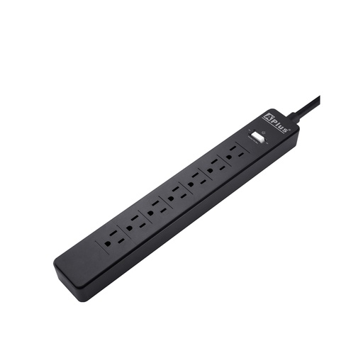 [PLUSEXTEND 3-10A-15M] APlus PlusExtend 3-10A-15M Regleta con Protección de Sobrecarga, 10A, 7 Salidas, Cable de 1.5m, 900J